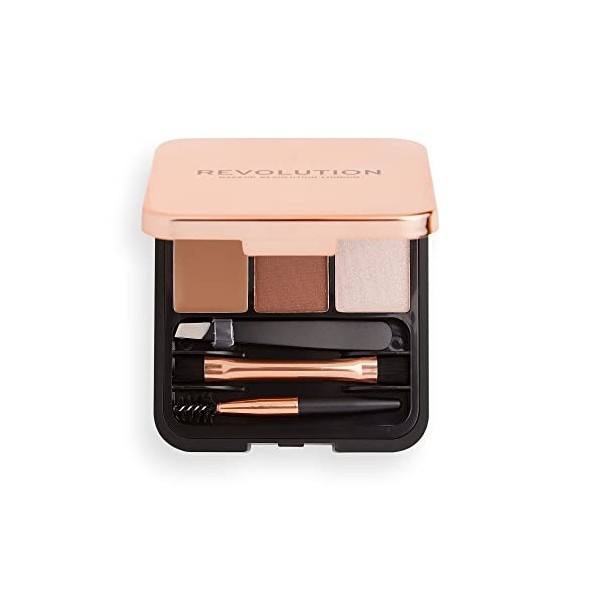 Makeup Revolution, Kit de sculpture des sourcils, brun, 2,2g