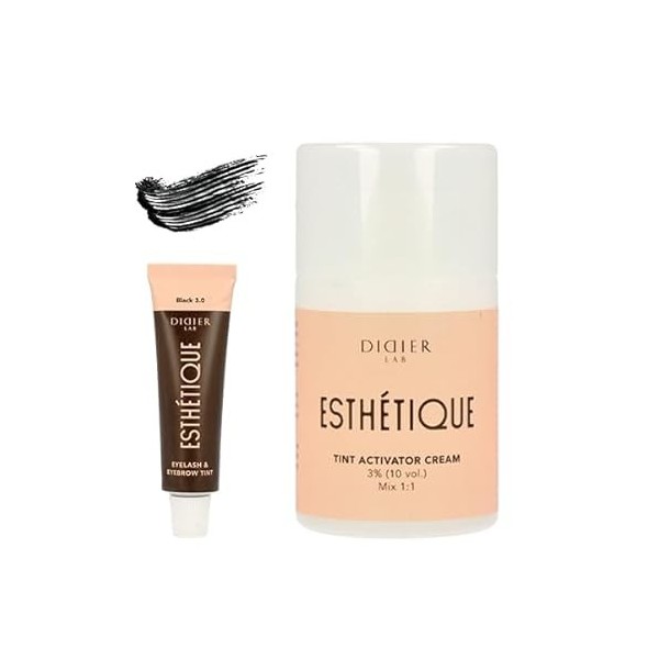DIDIER LAB Esthétique Kit Teinture Sourcils et Cils Noir avec Crème Oxydante - Résistant au frottement et à leau – Résultats