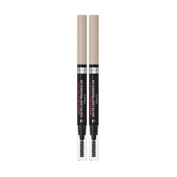 LOréal Paris - Crayon à Sourcils Tenue 24H - Pointe Triangulaire pour une Définition Parfaite - Formule Waterproof Résistant ...