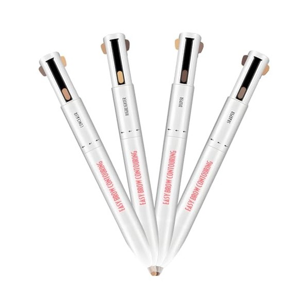 MOTIBACK Crayon à sourcils multifonction 4 en 1 avec 4 pointes pour contouring, remplissage, surligneur et khôl, facile à app