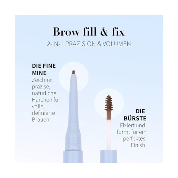 FLEEKY Brow Fill & Fix - Crayon à sourcils 3 en 1 - Définir, remplir et fixer - Résistant aux frottements et durable - Vegan ...