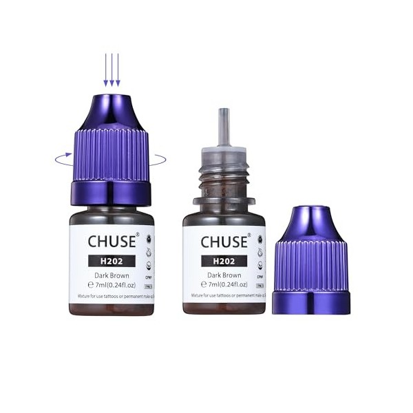CHUSE Pigments liquides hybrides pour sourcils PMU 0,24 oz/7 ml H202 Brun foncé 