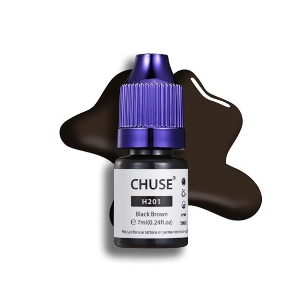 CHUSE Pigments liquides hybrides pour sourcils PMU 0,24 oz/7 ml H201 Brun noir 