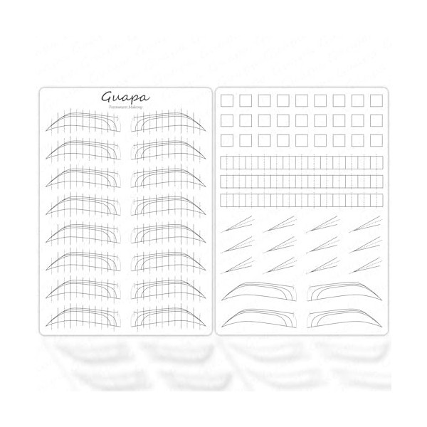 Guapa Lot de 4 peaux dentraînement réalistes en silicone pré-imprimées recto verso pour traits, ombrage, sourcils, microblad