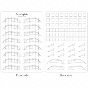 Guapa Lot de 4 peaux dentraînement réalistes en silicone pré-imprimées recto verso pour traits, ombrage, sourcils, microblad