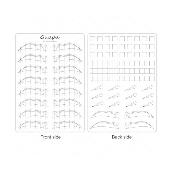 Guapa Lot de 4 peaux dentraînement réalistes en silicone pré-imprimées recto verso pour traits, ombrage, sourcils, microblad