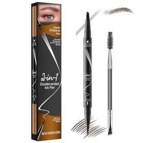 iwontalersy Crayon À Sourcils Double Embout 2 En 1,Crayon À Sourcils À 4 Pointes Microfourchues,Étanche À Leau,Brosse À Sour