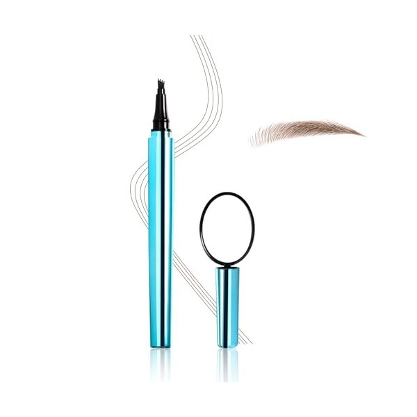 Boobeen Crayon à sourcils avec miroir, crayon à sourcils liquide imperméable, pointe à 4 fourches pour des sourcils naturels 