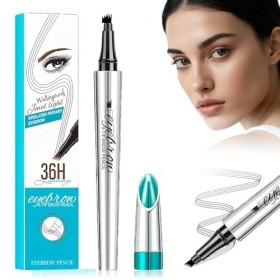 Crayon Sourcil Waterproof Liquide Avec Pointe Oblique À Quatre Dents, Eyebrow Pencil Haute Pigmentation, Stylo Sourcil Effet 