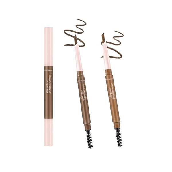 Boobeen Crayon Sourcils Double Face, 2 en 1 avec Brosse Spirale et Pointe Angulaire, Stylo de Précision Microblading, Résista