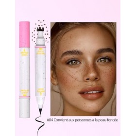Erinde Stylo 2 en 1 Freckles Pen, Tampon à Taches de Rousseur et Eyeliner Liquide, Waterproof, Séchage Rapide, Look Naturel e