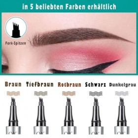 Stylo de teinte de sourcils 5 couleurs avec pointes de fourche, stylo de sourcils de microremplissage liquide naturel, Eyebro