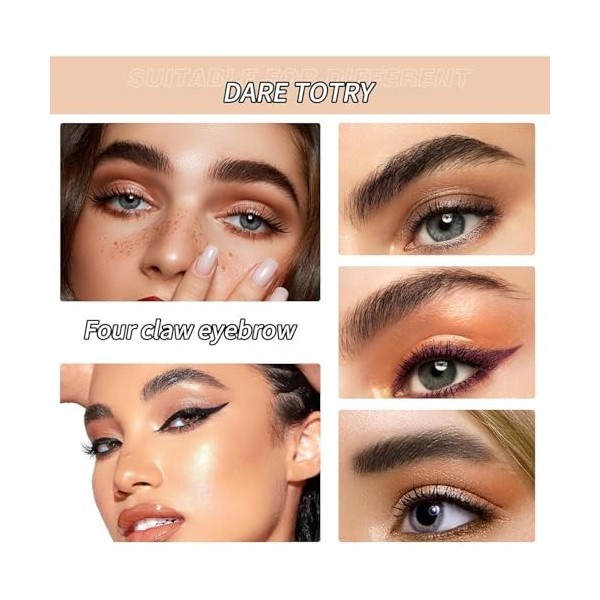Crayon à sourcils magique, 3D, imperméable, crayon à sourcils précis, avec 4 pointes, durable et naturel, marron foncé