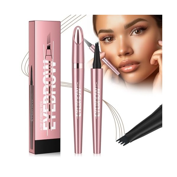 Crayon à sourcils avec 4 pointes, micro tête, crayon à sourcils, micro 4 points, longue durée, imperméable, maquillage nature