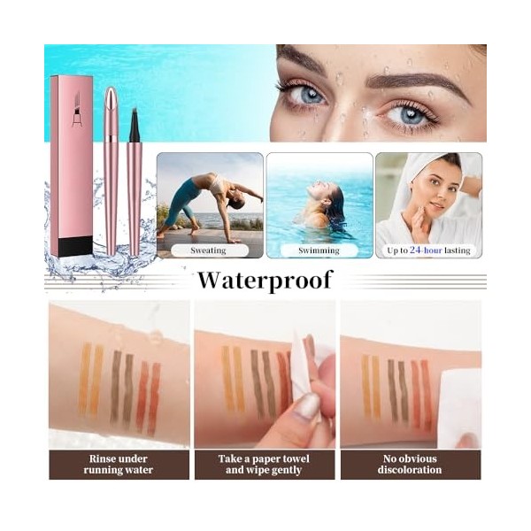 Crayon à sourcils avec 4 pointes, micro tête, crayon à sourcils, micro 4 points, longue durée, imperméable, maquillage nature