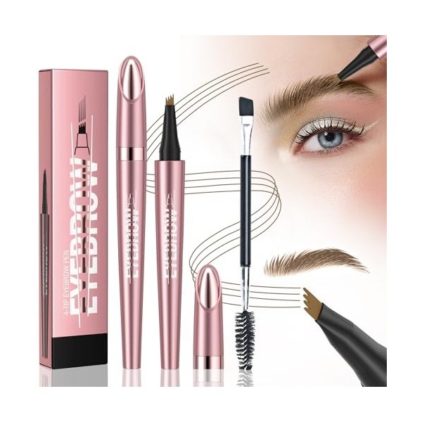 Ledeak 3D Magique Crayon Sourcil, Crayon à Sourcil imperméable avec 4 Pointes de Fourchette, Crayon Microblading Sourcil, Eye