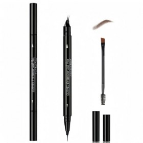Crayon à sourcils waterproof pour sourcils clairsemés, 2 en 1, double embout avec pointe incurvée et précise, anti-bavures, l