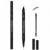 Crayon à sourcils waterproof pour sourcils clairsemés, 2 en 1, double embout avec pointe incurvée et précise, anti-bavures, l