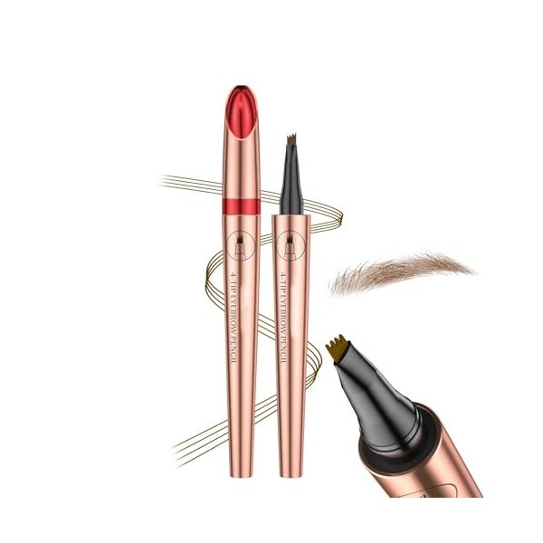 Microblading Crayon à sourcils 2025 - Crayon à sourcils - Dessin des poils - Étanche et résistant au nettoyage - Avec 4 point
