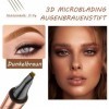 Microblading Crayon à sourcils 2025 - Crayon à sourcils - Dessin des poils - Étanche et résistant au nettoyage - Avec 4 point