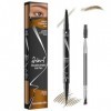 iwontalersy Crayon À Sourcils Double Embout 2 En 1,Crayon À Sourcils À 4 Pointes Microfourchues,Étanche À Leau,Brosse À Sour