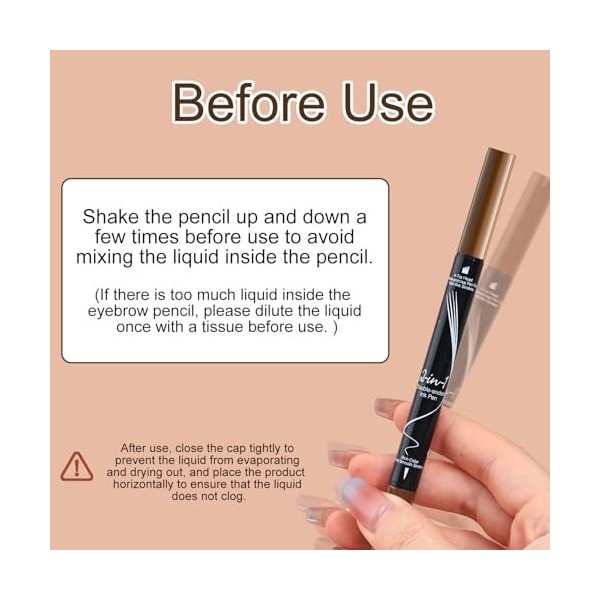 iwontalersy Crayon À Sourcils Double Embout 2 En 1,Crayon À Sourcils À 4 Pointes Microfourchues,Étanche À Leau,Brosse À Sour