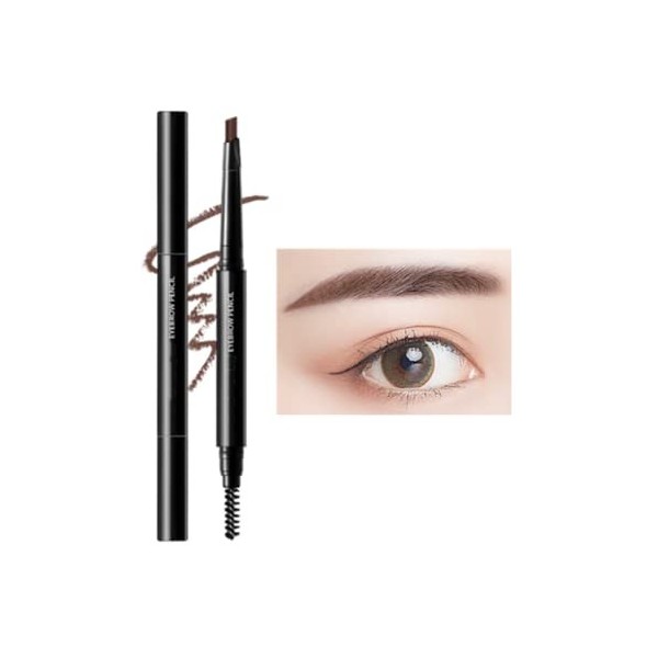 Crayon à Sourcils,Professional Crayon Sourcil Longue Durée et Waterproof,Double-Embout avec Crayon Plat et Goupillon pour des