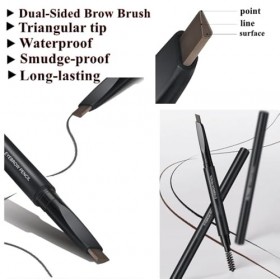 Crayon à Sourcils,Professional Crayon Sourcil Longue Durée et Waterproof,Double-Embout avec Crayon Plat et Goupillon pour des