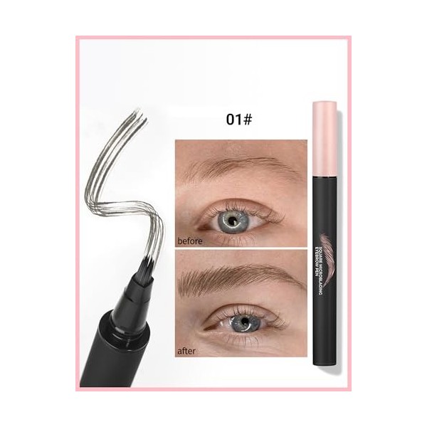 Erinde Microblading 01 Crayon à sourcils, effet 3D, naturel avec brosse coudée et étanche 24 h