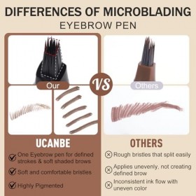 UCANBE Crayon Sourcil Microblading, Crayon Sourcils Waterproof avec Brosse Angulaire, Brosse Douce, Sourcils Maquillage Natur