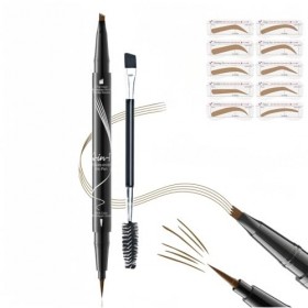 Crayon Sourcils 4 Pointes Fourche Résistant à lEau - Double Embout Ultra-Fin & Formule Anti-Tâches pour Sourcils Naturels G