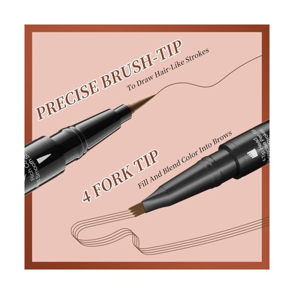 Crayon Sourcils 4 Pointes Fourche Résistant à lEau - Double Embout Ultra-Fin & Formule Anti-Tâches pour Sourcils Naturels G