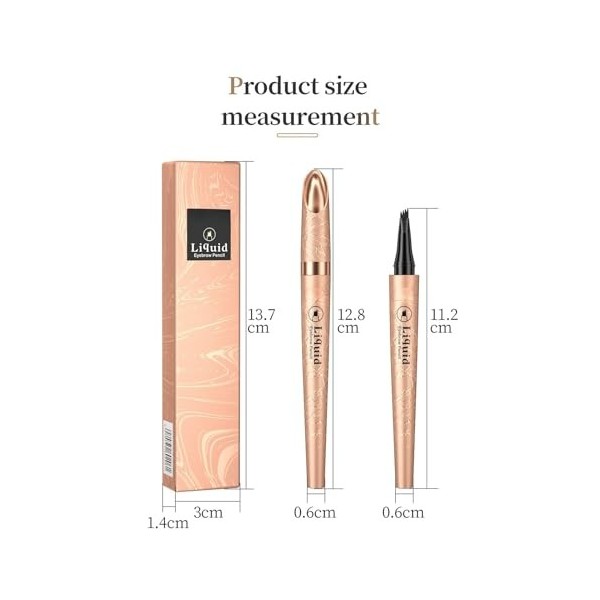 Tkekruh 2PC Crayon à Sourcils liquide, avec 4 pointes de fourchette, Imperméable Durable Naturelle, Adapté à Toutes Teintes, 