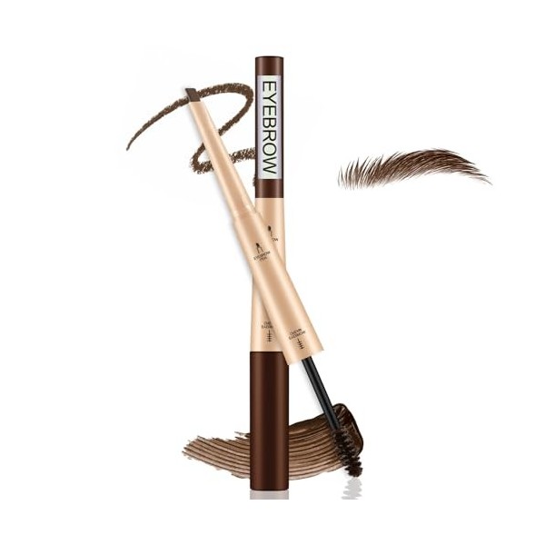 Apooliy Stylo sourcils waterproof,Crayon sourcils rétractable,Gel sourcils double face,Pointe fine,Remplit le maquillage des 