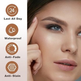Crayon à Sourcils avec 4 conseils Imperméable à leau & Longue Durée Tattoo Brow, 3D Eyebrow Pencil, Crayon à sourcils à 4 po