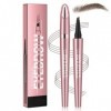 IKOPFLN 1 Pièce Or rose Crayon à sourcils imperméable 3D Microblading - Avec 4 pointes de fourchette - Pour des sourcils natu