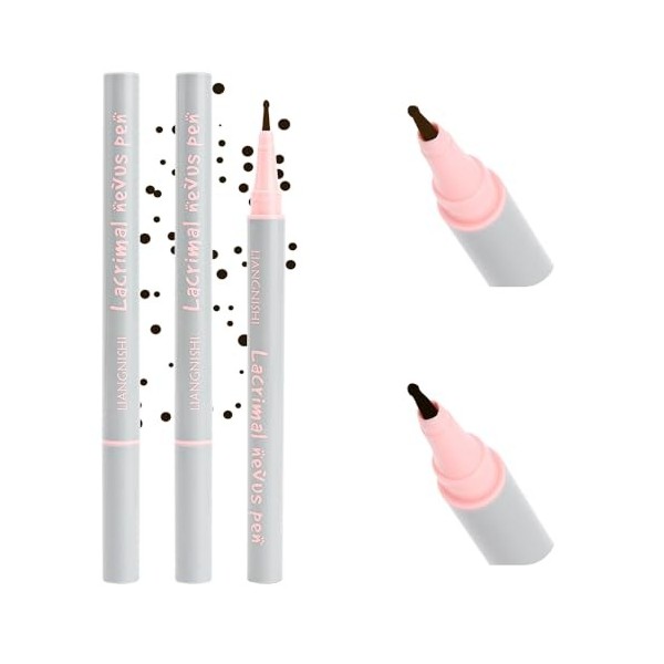 Stylo Anti-Taches Pour Nævus Lacrymal - Maquillage Réaliste à Petite Tête Ronde Noir + Marron Naturel 