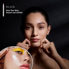 Stylo Anti-Taches Pour Nævus Lacrymal - Maquillage Réaliste à Petite Tête Ronde Noir + Marron Naturel 