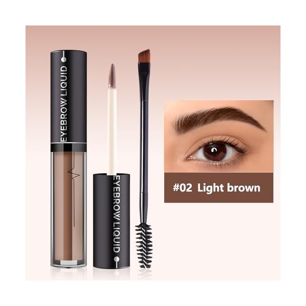 MOTIBACK Crème colorante pour sourcils avec brosse en spirale, encre imperméable et résistante à lessuyage 24 h, marron natu