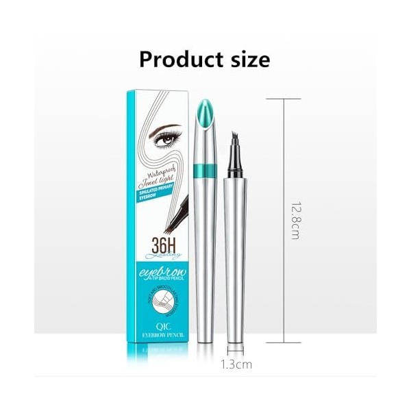 KBRPEY Crayon Sourcils Liquide 4 Pointes Précision Longue Tenue Imperméable Maquillage Professionnel Résistant Naturel