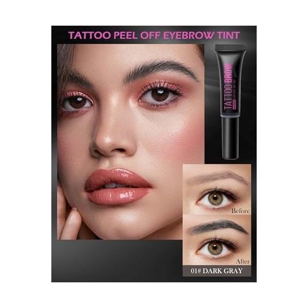 Peel Off Lot de 2 gels de coloration pour sourcils waterproof - Cire transparente - Gel naturel de tatouage - Jusquà 3 jours