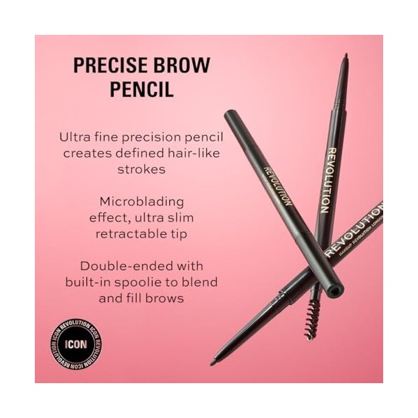 Makeup Revolution, Crayon à sourcils précis, brun, 0,05 g Lot de 2 