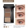 Sourcil Poudre Waterproof-3 Couleurs Eyebrow Powder Palette,Maquillage Sourcils Longue Tenue Resultat Naturel Facile a Colore