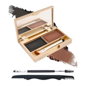 Palette à Sourcil Poudre Waterproof-Couleur Sourcils Longue Tenue,2 IN 1 Maquillage Poudre À Sourcils,Résultat Naturel Facile