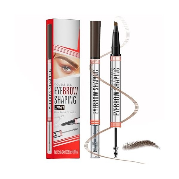 Crayon à sourcils microblading, stylo à sourcils 2 en 1 et gel scellant, maquillage pour sourcils ressemblant à des poils, br
