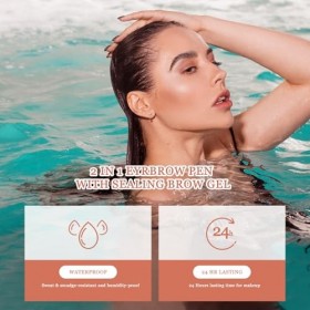 Crayon à sourcils microblading, stylo à sourcils 2 en 1 et gel scellant, maquillage pour sourcils ressemblant à des poils, br