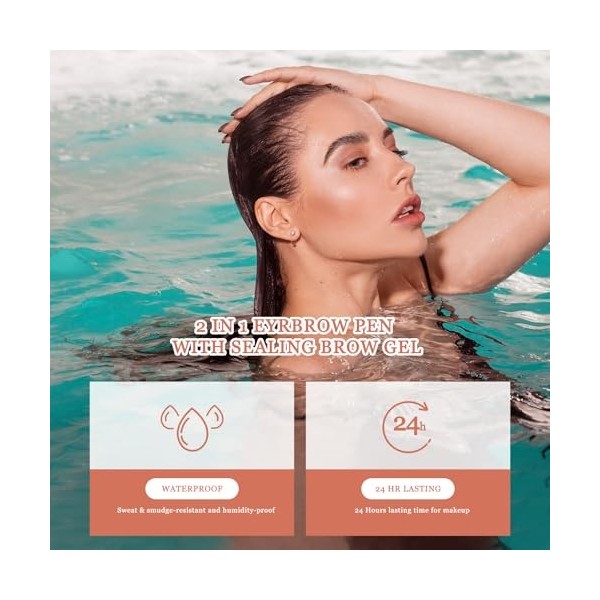 Crayon à sourcils microblading, stylo à sourcils 2 en 1 et gel scellant, maquillage pour sourcils ressemblant à des poils, br