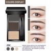 Palette de poudre à sourcils 3 couleurs teintée - Durable et imperméable - Série gris marron - Avec pinceau à sourcils et mir