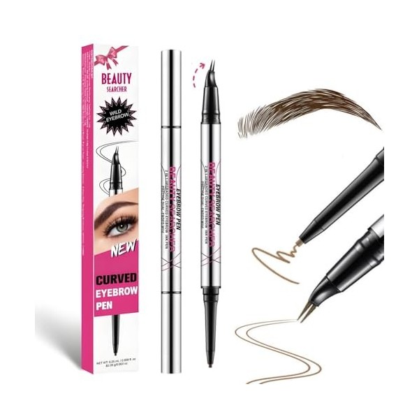 Crayon à sourcils 2 en 1 pour microblading avec pointe micro-fourche à deux dents - Crayon de précision double embout waterpr