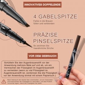 Stylo à sourcils Microblading – Stylo 2-en-1 résistant à leau avec pointe fourchue à 4 dents et pinceau de précision pour de